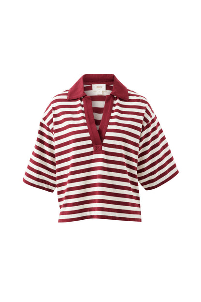 Arlie Short Sleeve Rugby - Burgundy Milk Stripe