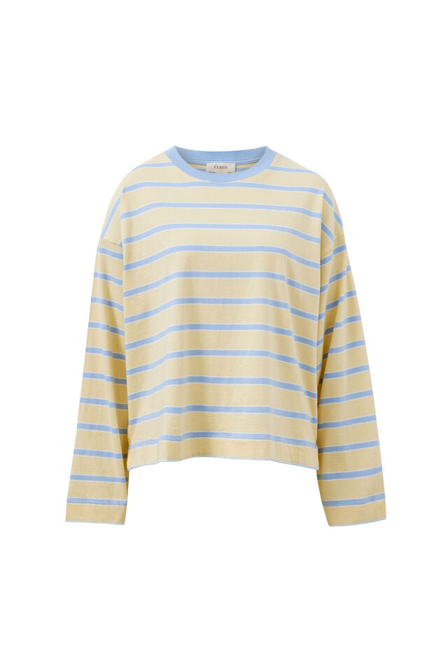 Beau Long Sleeve Slouchy - Butter China Blue Stripe