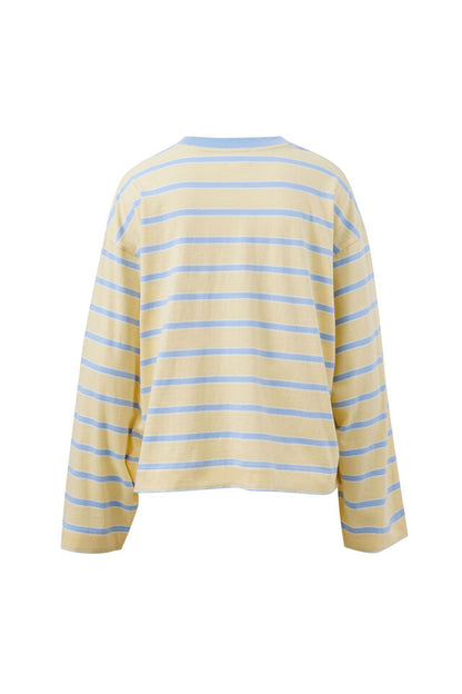Beau Long Sleeve Slouchy - Butter China Blue Stripe