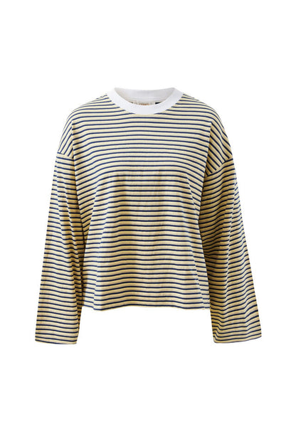 Beau Long Sleeve Slouchy - Navy Butter Stone Stripe