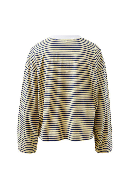 Beau Long Sleeve Slouchy - Navy Butter Stone Stripe