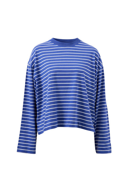 Beau Long Sleeve Slouchy - Polo White Stripe