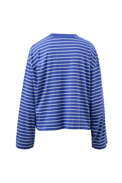 Beau Long Sleeve Slouchy - Polo White Stripe