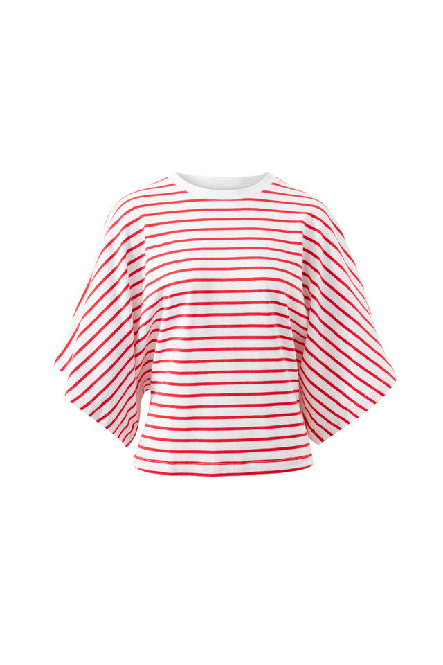 Lucy Relaxed Sleeve Tee - Heritage Red Stripe