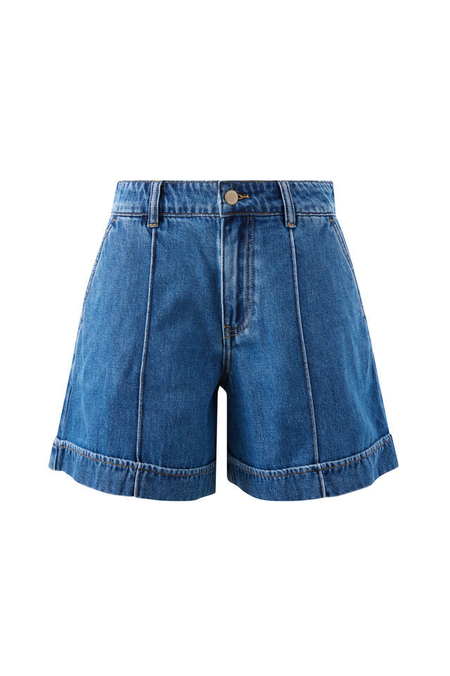 Juno Seamed Shorts - Fresh Indigo