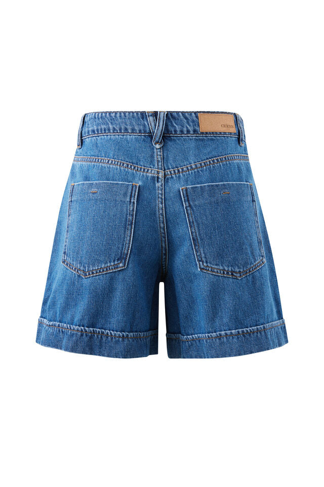 Juno Seamed Shorts - Fresh Indigo