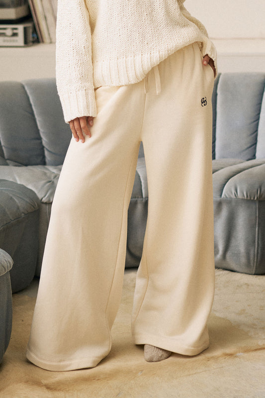 Ivy Wide Leg Trackpant - Marshmallow