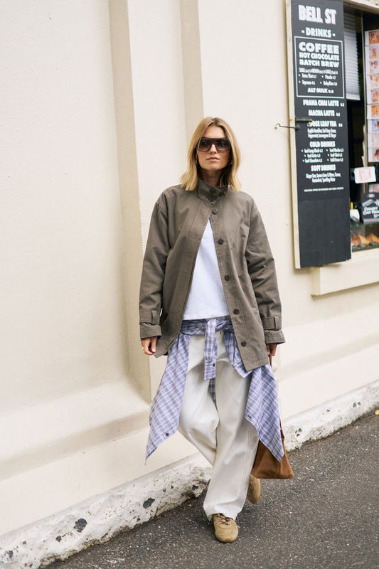 Estelle Funnel Neck Jacket - Moss