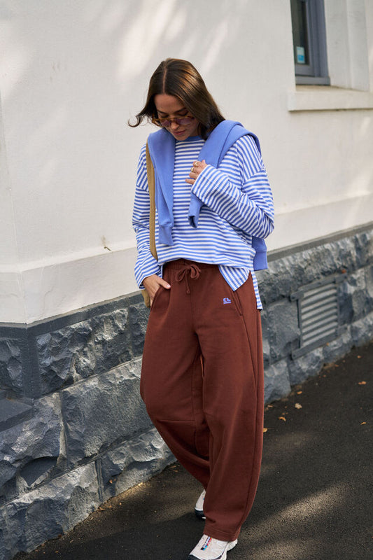Elise Barrel Leg Trackpant - Burnt Toffee