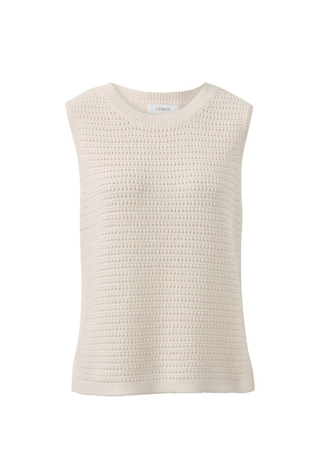 Maddy Mesh Knit Tank - Milk