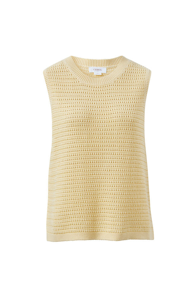 Maddy Mesh Knit Tank - New Butter