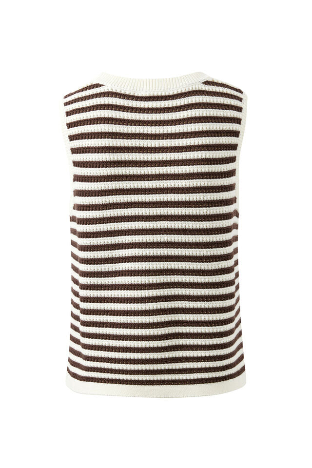 Maddy Mesh Knit Tank - Brunette Stripe
