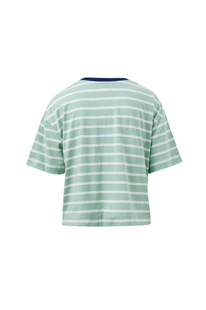 Brea Boxy Tee - Seafoam White Stripe