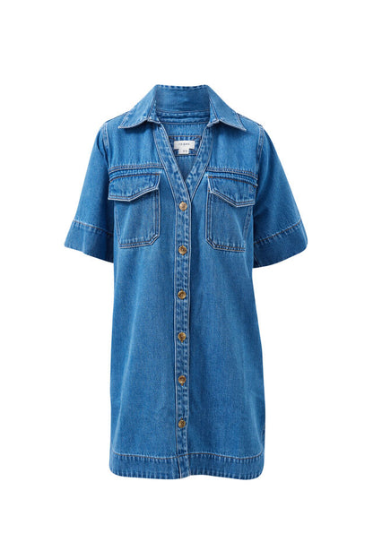 Bonnie Relaxed Shirt Dress - Fresh Indigo