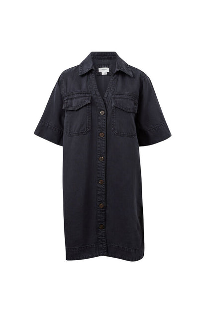 Bonnie Relaxed Shirt Dress - Washed Black