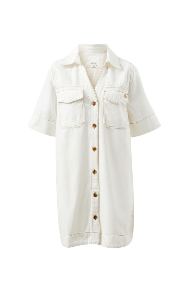 Bonnie Relaxed Shirt Dress - Ecru