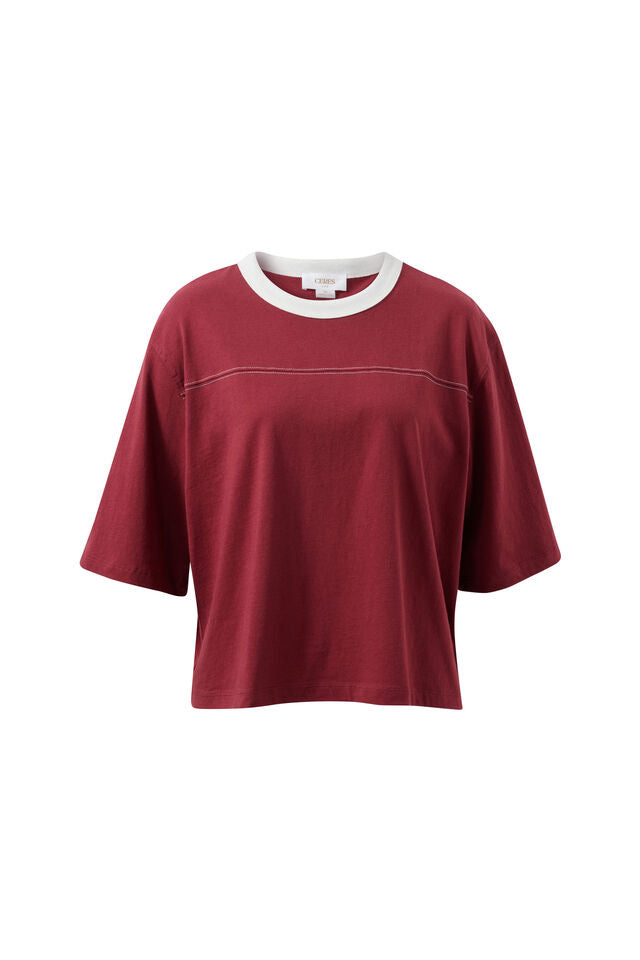 Devon Slouchy Seam Tee - Mulberry