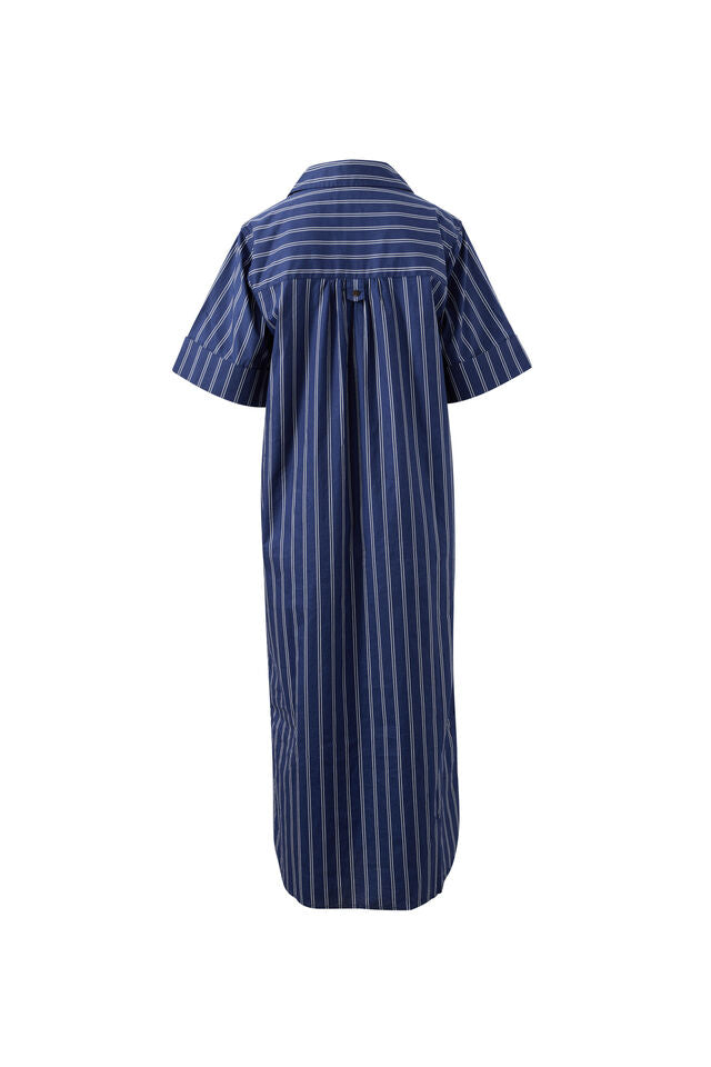 Samara Midi Shirt Dress - Prussian Blue Stripe