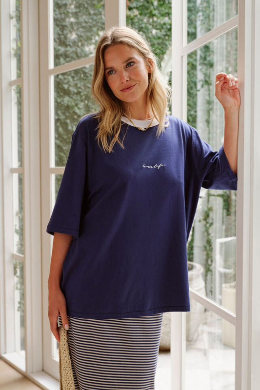 Luna Relaxed Tee - Prussian Blue