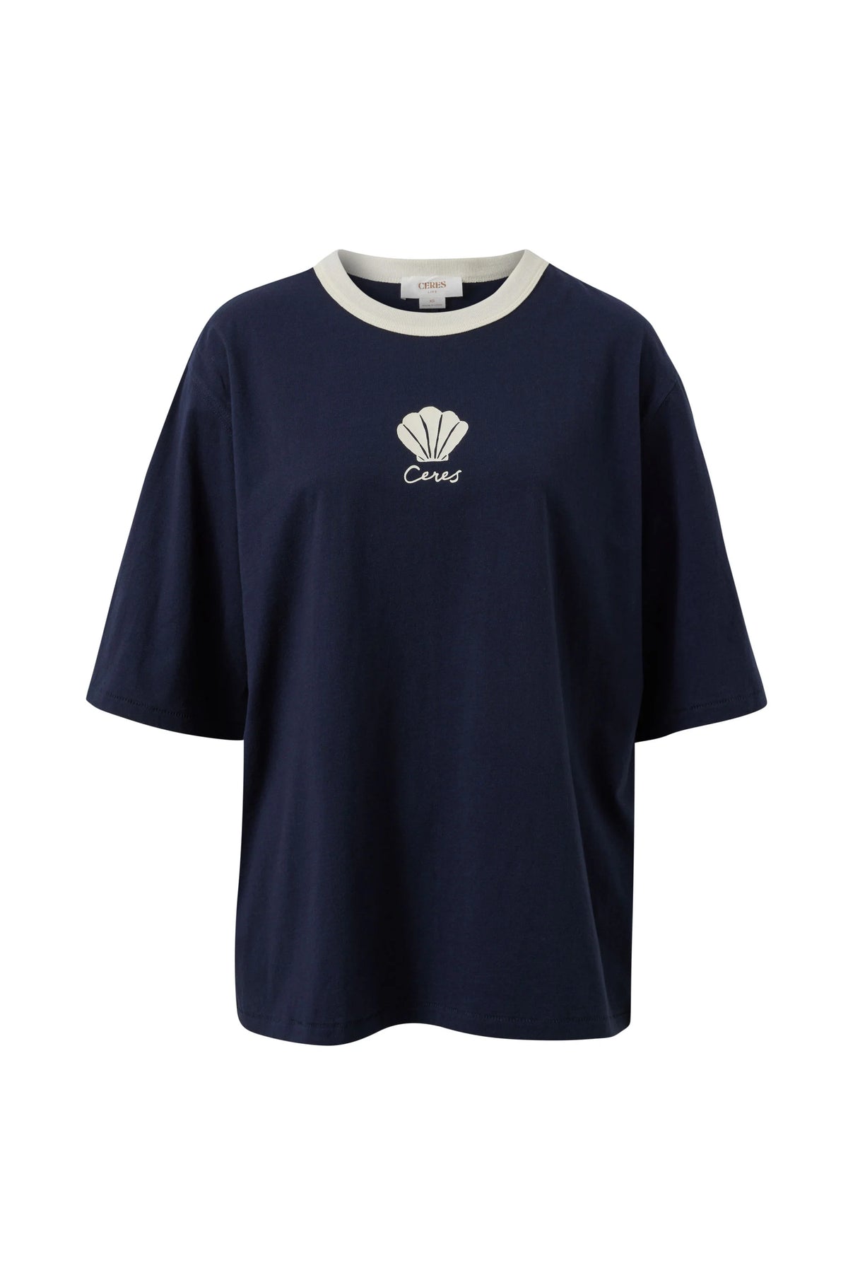 Luna Oversized Tee - Navy Shell Print
