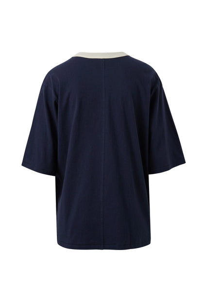 Luna Oversized Tee - Navy Shell Print