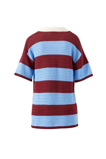 Mara Short Sleeve Knit Tunic - Mulberry Stripe
