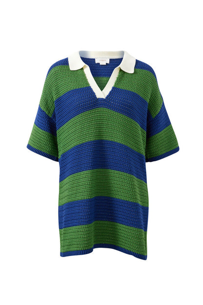 Mara Short Sleeve Knit Tunic - Basil Stripe