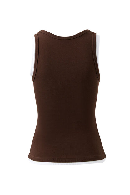 Skylar Layered Rib Tank - Choc White