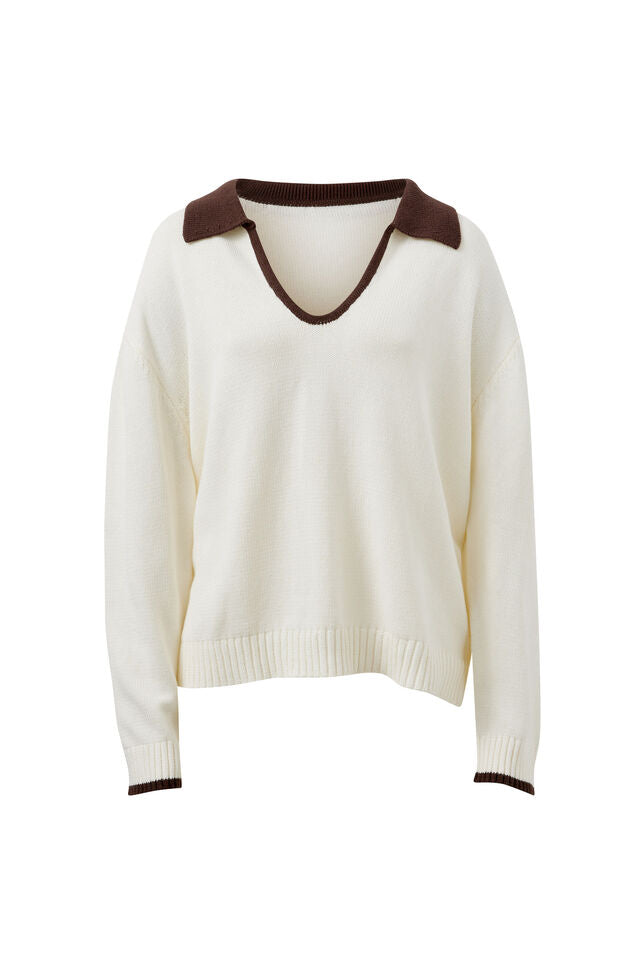Eliza Collared Knit - Milk Brunette