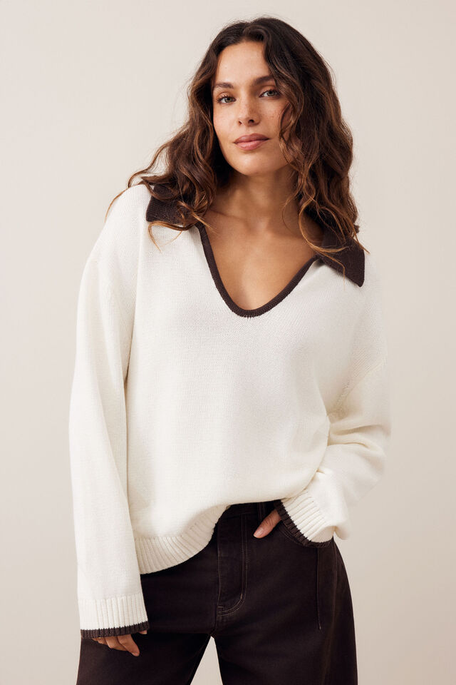 Eliza Collared Knit - Milk Brunette