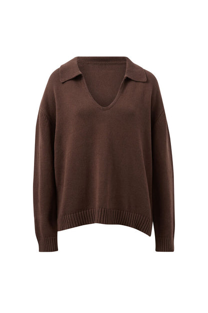 Eliza Collared Knit - Brunette Brown