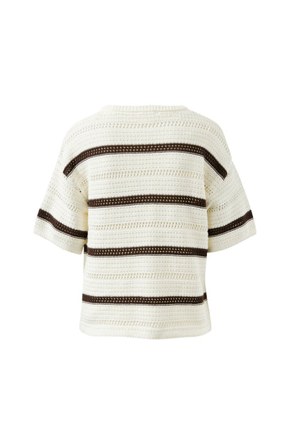 Nellie Boxy Knit Tee - Brunette Stripe