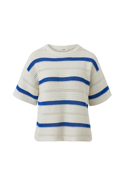 Nellie Boxy Knit Tee - Blue Stripe