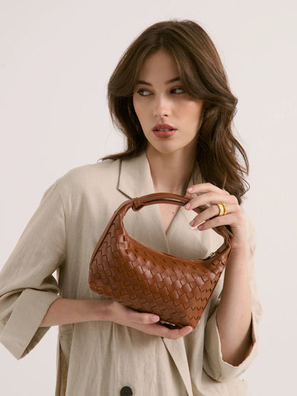 Cleo Woven Handbag - Tan