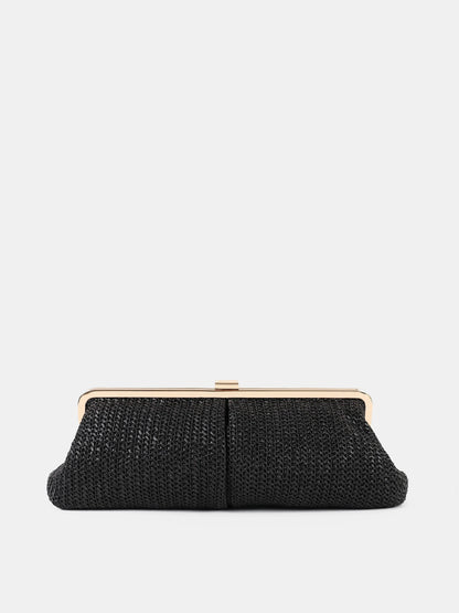 Bianca Straw Clutch - Black