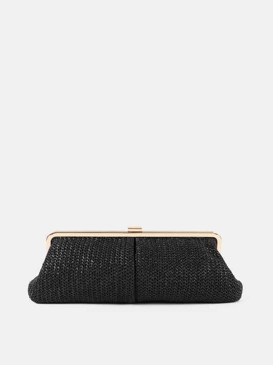Bianca Straw Clutch - Black