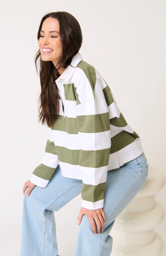 Lily Rugby Shirt - Khaki Stripe