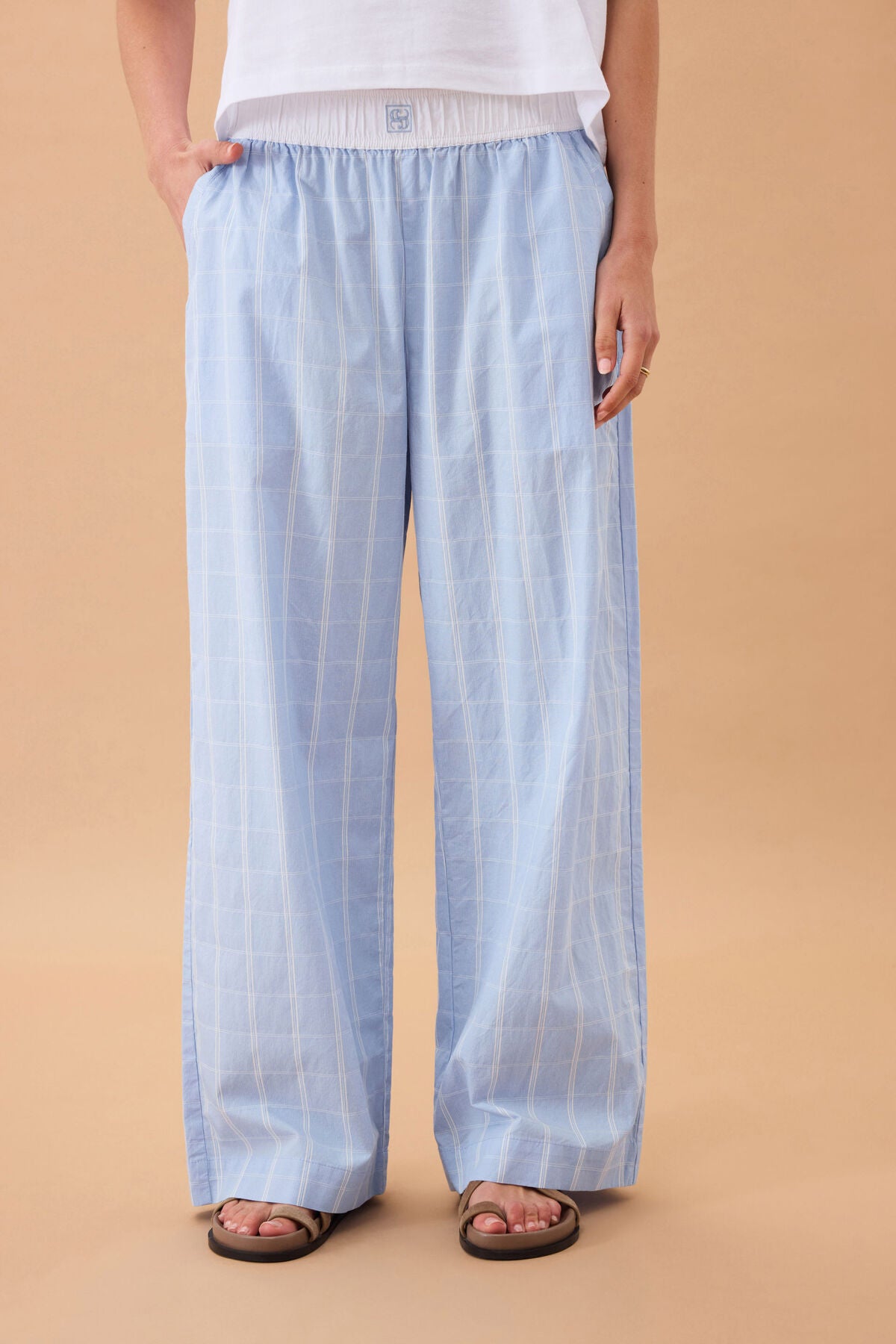 The Lounge Pant - Blue Faint Check