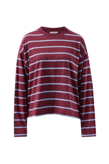 Beau Long Sleeve Slouchy - Burgundy, Sky Blue
