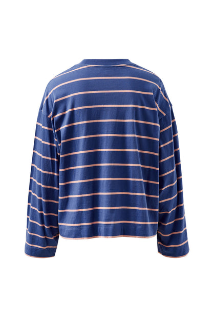 Beau Long Sleeve Slouchy - Washed Navy, Pink Clay