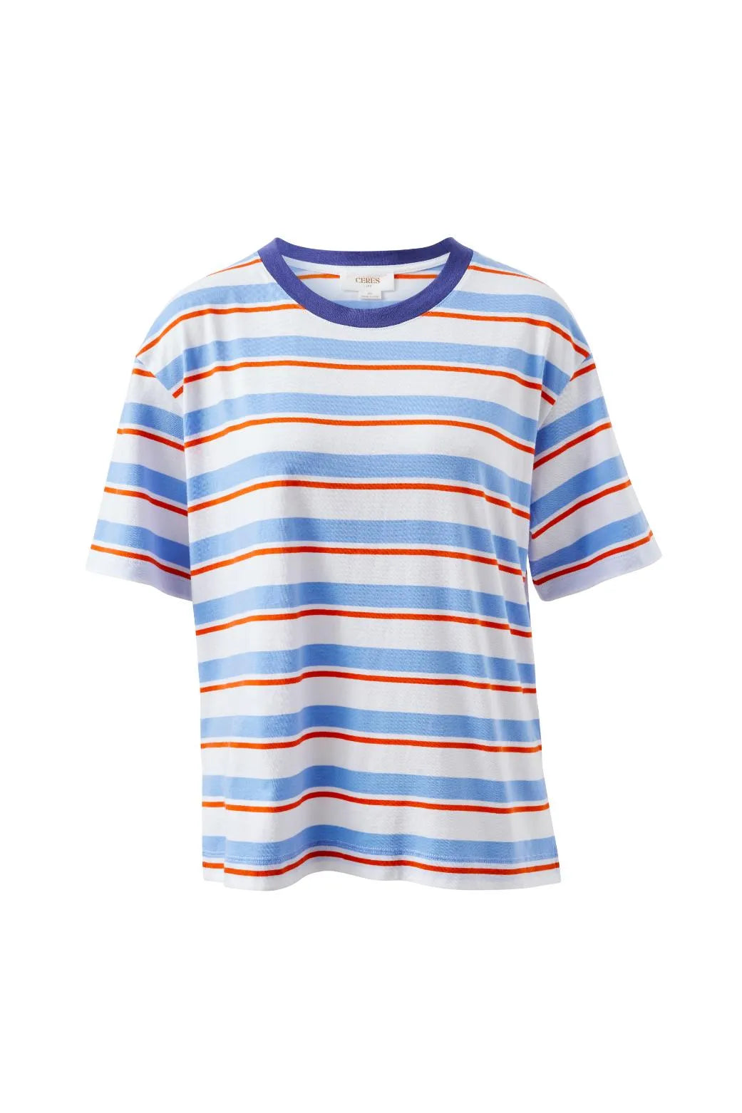 Stevie Slouchy Tee - Sky Blue, Flame Stripe