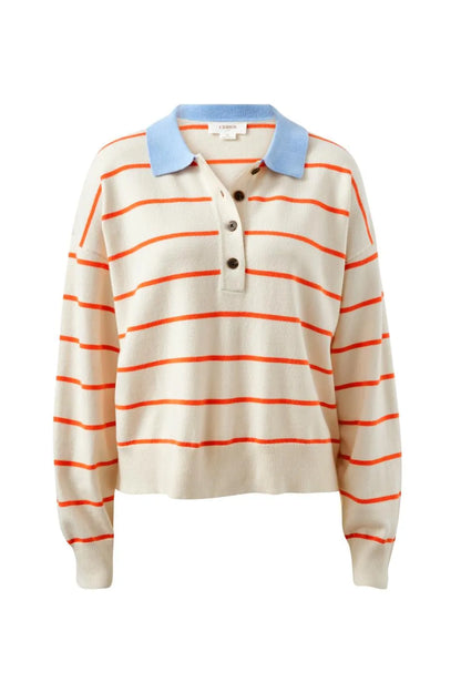 Jessa Rugby Knit - Flame Ecru Stripe