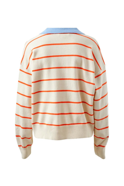 Jessa Rugby Knit - Flame Ecru Stripe