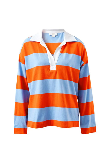 Shelby Slouchy Rugby Top - Sky Blue Flame Stripe