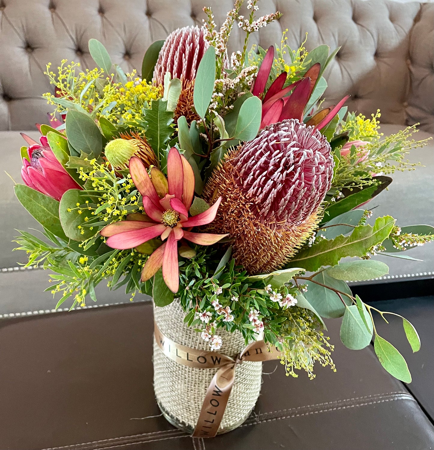 Native flower vase arrangement. Yamba florist. Grafton florist. Maclean florist. Flower delivery.