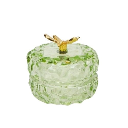 Gold Dragonfly Glass Trinket Box Green