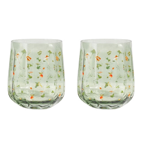 Enchanted Garden Floral Tumbler Glass