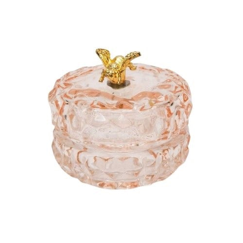 Gold Bee Glass Trinket Box Pink