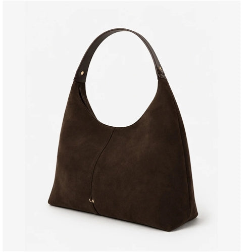 Remy Suede Shoulder Bag - Chocolate