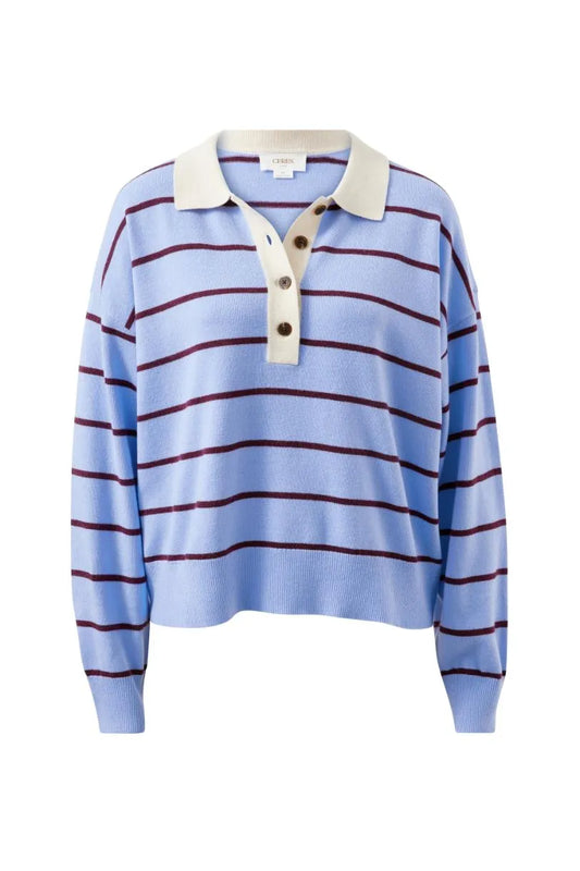 Jessa Rugby Knit - Sky Blue Stripe